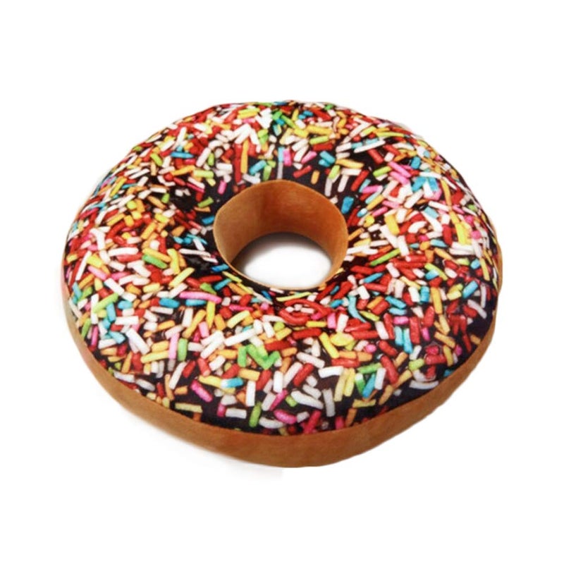 Bettli Chocolate Donut Shaped Photoreal Print Throw Pillow Cushion Plush Toy - Image 1